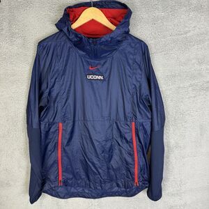 S UConn Huskies Jacket Mens S Blue Nike Center‎ Swoosh Pullover Windbreaker